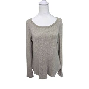 Cynthia Rowley Gray Long Sleeve Scoop Neck  Relaxed T-Shirt Size L